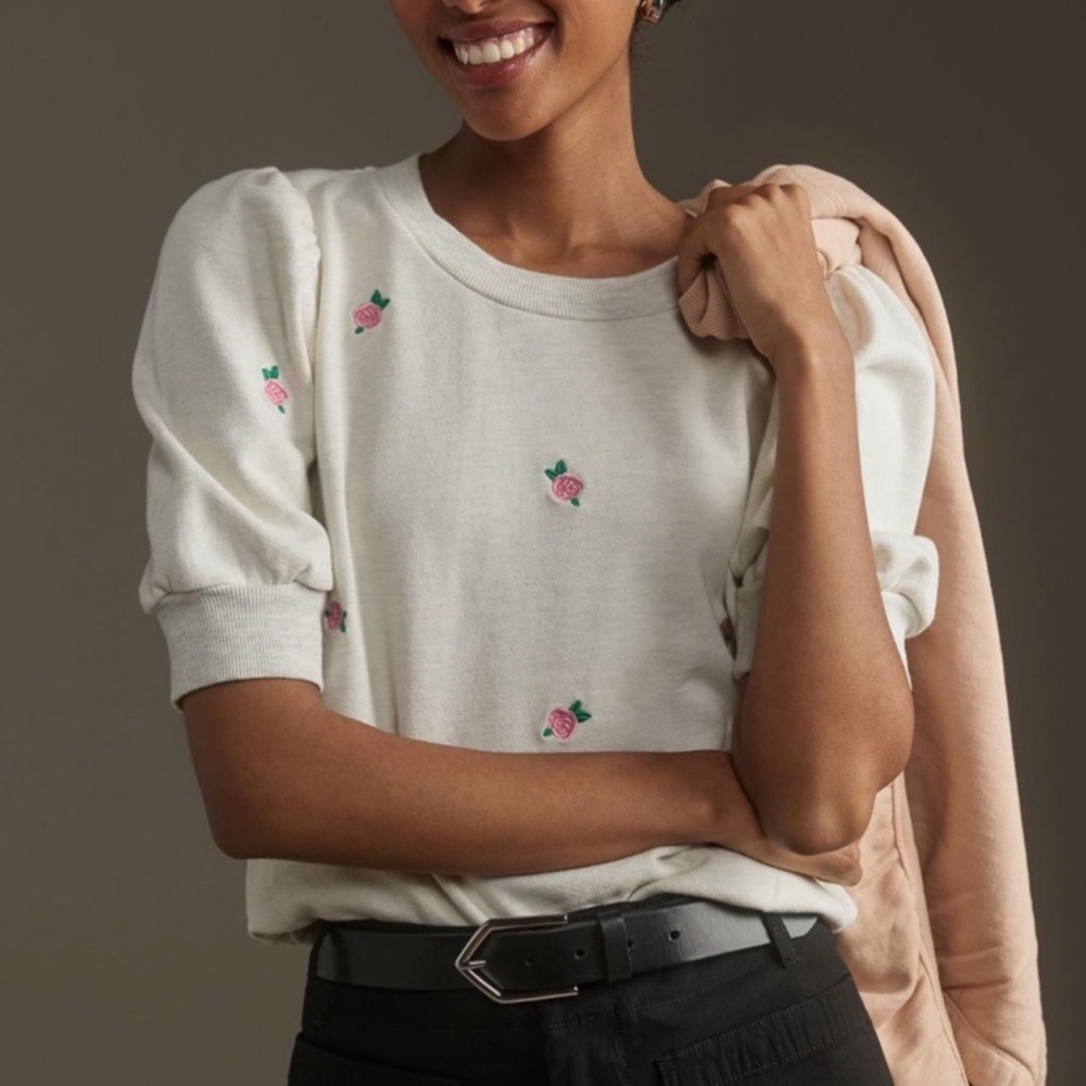 BNWT — Anthropologie Embroidered Floral Top — Size MD